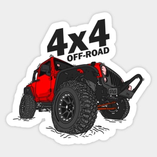 4x4 Off Road Jeep Red Sticker